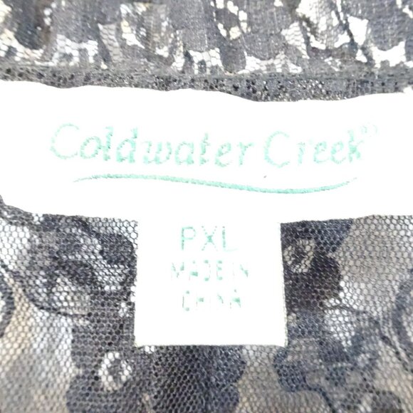 Coldwater Creek Black Lace Button Down Sheer Size PXL Goth Fairycore Whimsy - Picture 3 of 8